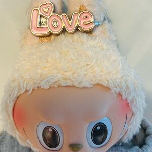 Handmade double ring Earring love pink | Cute Jewelry & Labubu Doll Accessory